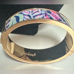 Lilly Pulitzer Gold Bangle with Vibrant Pattern